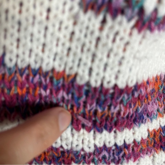 John and Jenn Striped Knit Sweater Size XL Burgundy White Cream - Picture 8 of 12